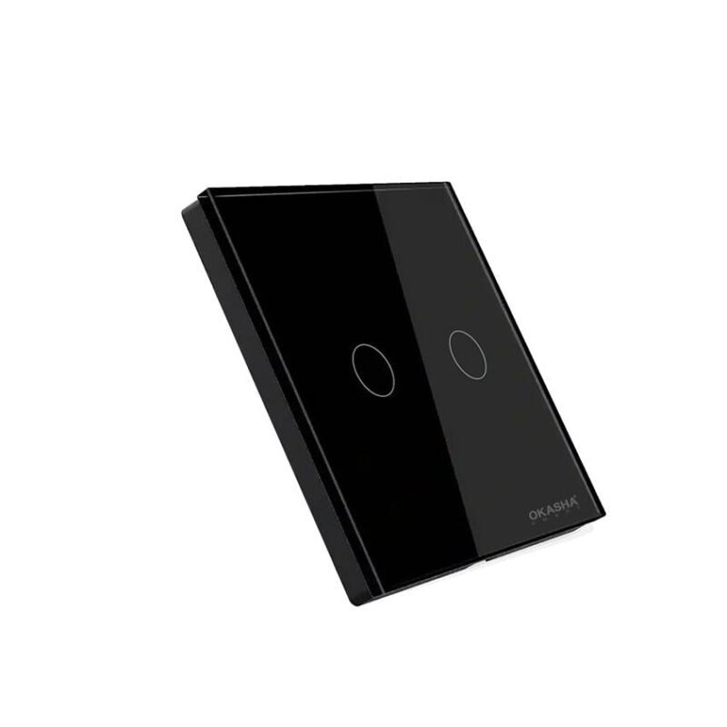 2 Gang Glass Cover – Black | Premium Tempered Glass Switch Plate
