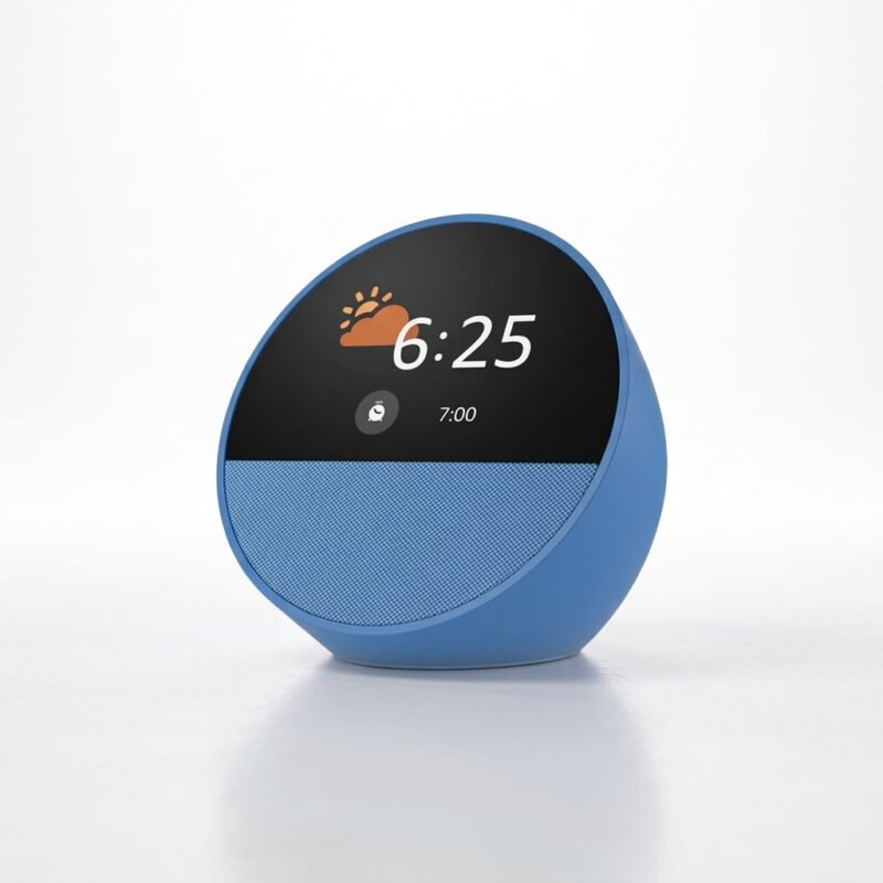 Echo Spot – Ocean Blue | Smart Alarm Clock with Alexa