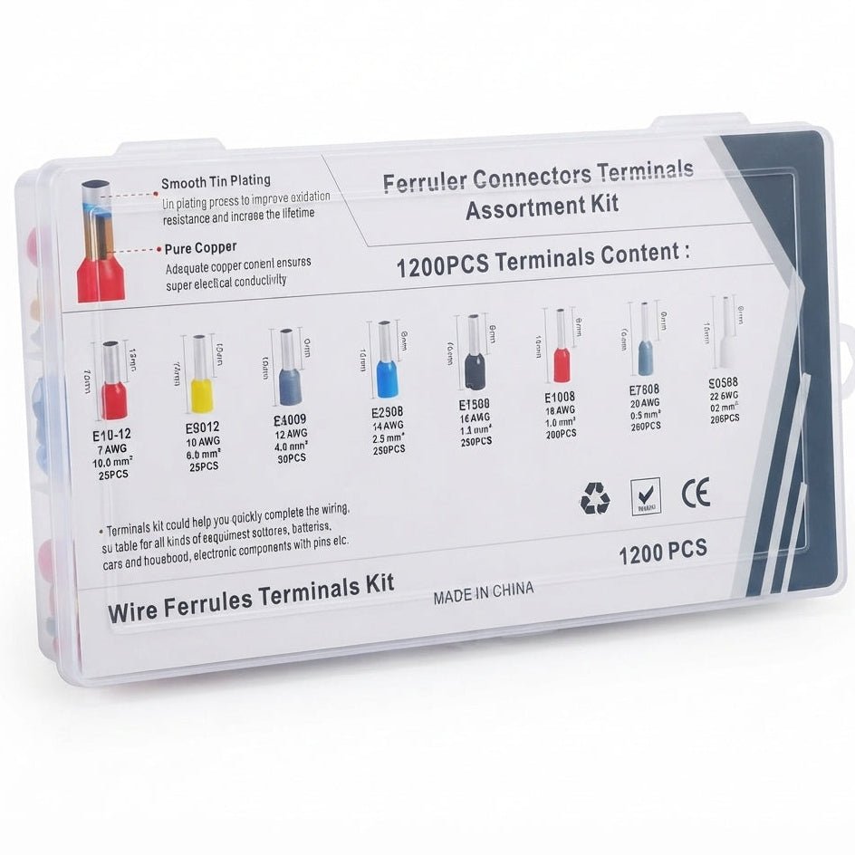 Ferrule Connectors Terminals Assortment Kit – 1200 PCS Wire Ferrule Terminal Set - Image 2