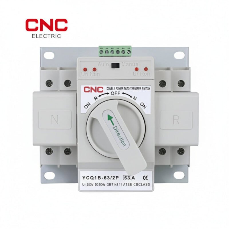CNC YCQ1B-63 2P 63A 230V Dual Power Automatic Transfer Switch ATS | Reliable 2-Pole Heavy-Duty Power Backup