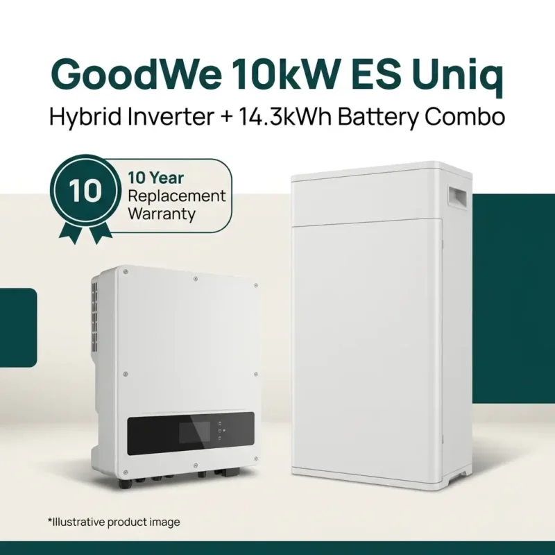 GoodWe 10kW ES Uniq Hybrid Inverter 14.3kWh Battery Combo 10 Year Replacement Warranty