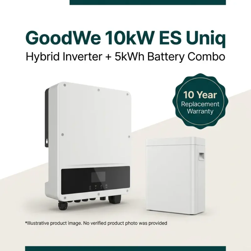 GoodWe 10kW ES Uniq Hybrid Inverter 5kWh Battery Combo 10 Year Replacement Warranty