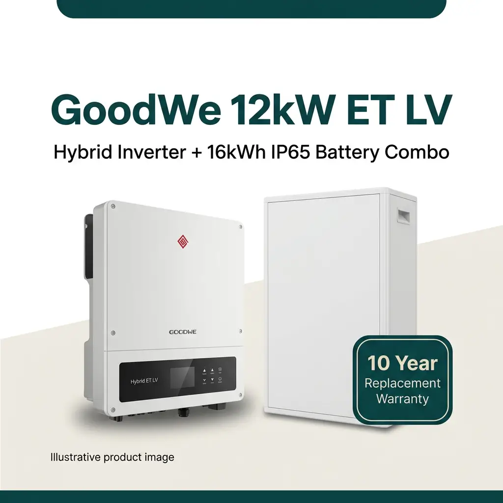 GoodWe 12kW ET LV Hybrid Inverter 16kWh IP65 Battery Combo 10 Year Replacement Warranty
