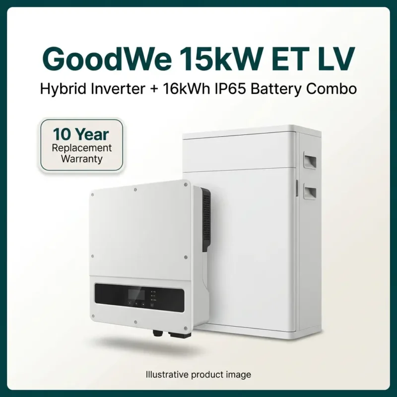 GoodWe 15kW ET LV Hybrid Inverter + 16kWh IP65 Battery Combo | 10 Year Replacement Warranty