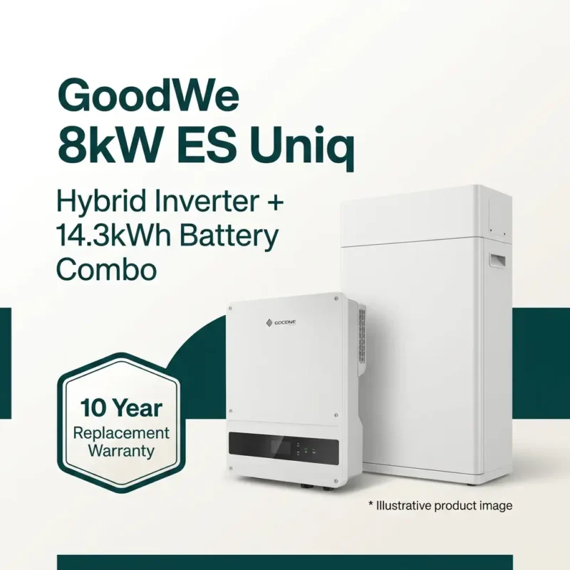 GoodWe 8kW ES Uniq Hybrid Inverter + 14.3kWh Battery Combo | 10 Year Replacement Warranty