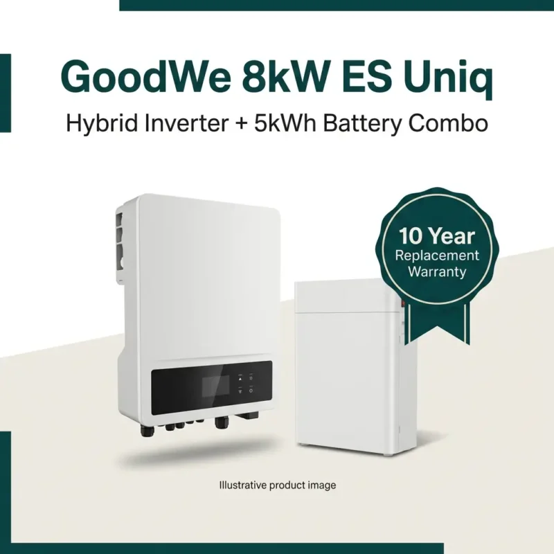 GoodWe 8kW ES Uniq Hybrid Inverter 5kWh Battery Combo10 Year Replacement Warranty