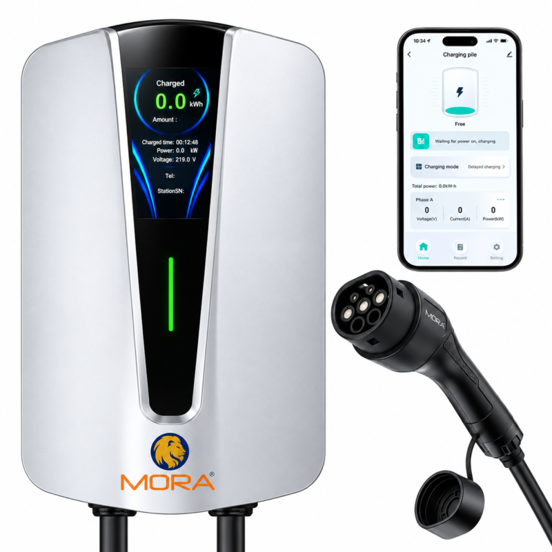 MORA Q8 22kW AC EV Charging Station IP66 – 3 Phase Type 2 Charger, 32A, WiFi & RFID, 400V