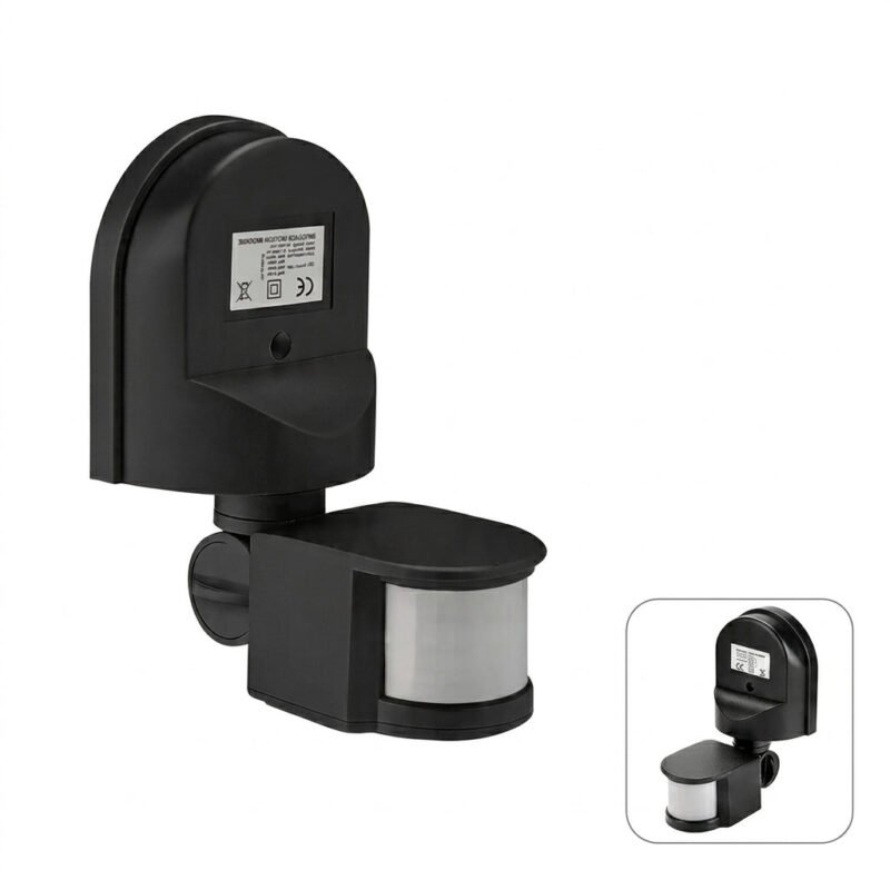 Motion Sensor 12V DC Black – Wired PIR Motion Detector for Automatic Lighting