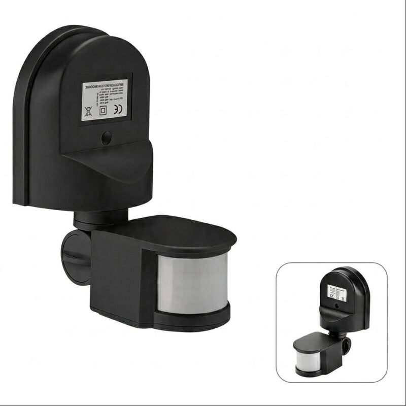 Motion Sensor 220V Black – Wired PIR Motion Detector for Automatic Lights