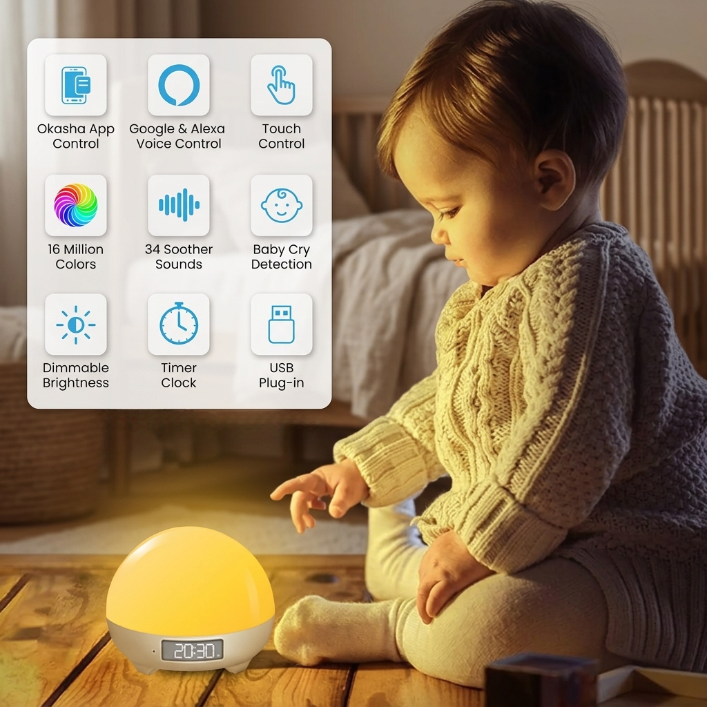 Night Light Lamp with Alarm Clock – Smart RGB WiFi Bedside Lamp - Image 2
