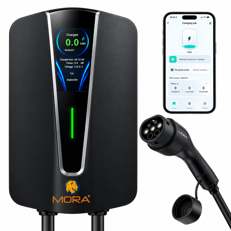 MORA Q8 7KW AC EV Charging Station IP66 – Single Phase Type 2 Charger, 32A, WiFi & RFID, 230V