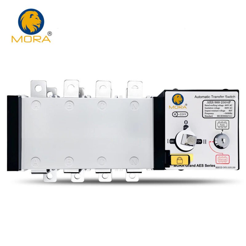 Mora AES-988-250/4P Handle Type 250A 4P AC Three Phase Dual Power Automatic Transfer Switch ATS