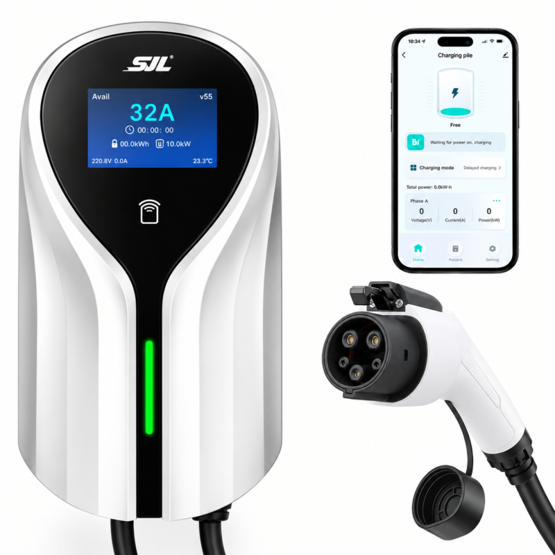 SJL 7kW EV Car Charger 32A 250V Single-Phase Type 1 Plug + Type 2 Converter | IP65