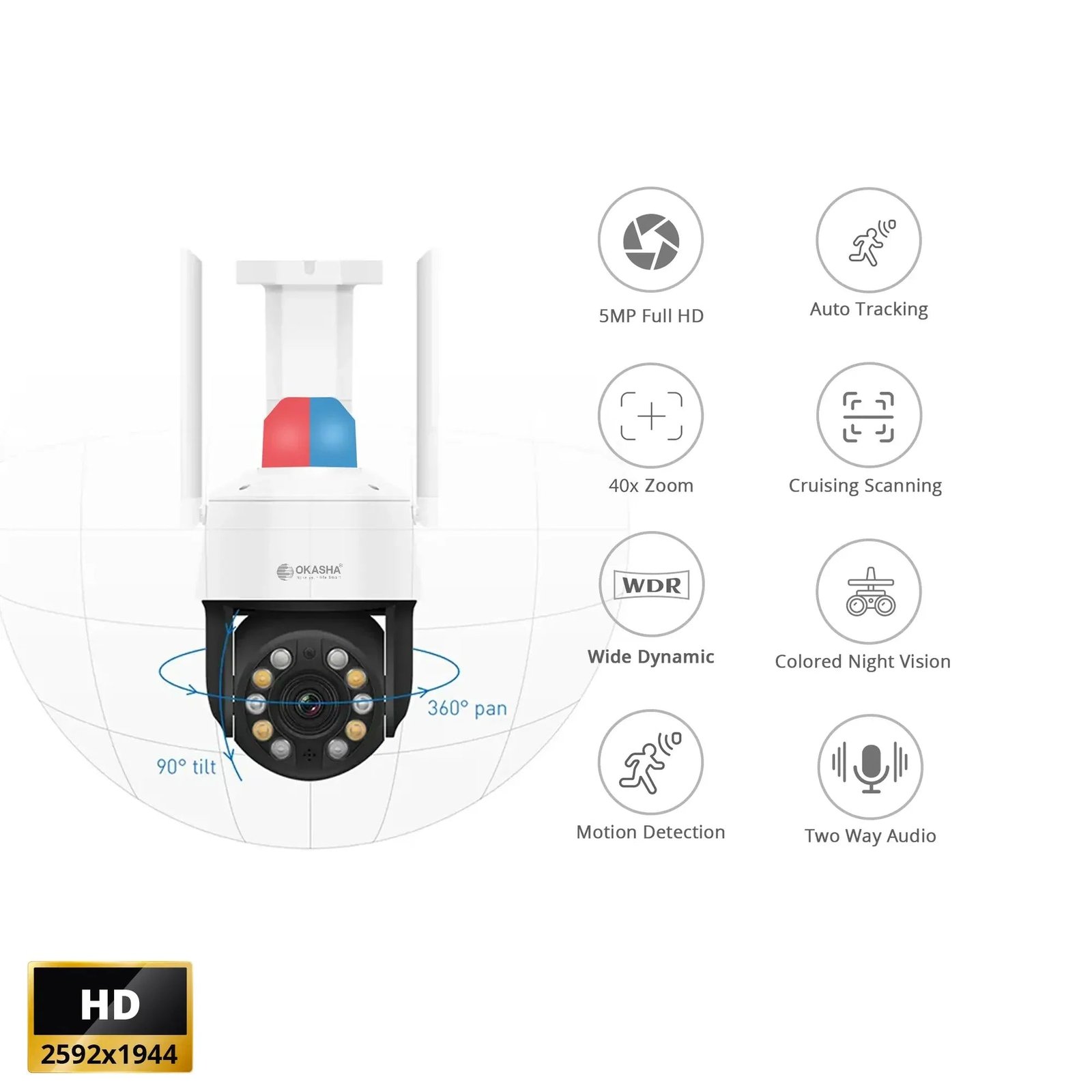 Smart WiFi Security Camera 5MP HD – 360° Indoor & Outdoor Surveillance - Image 2