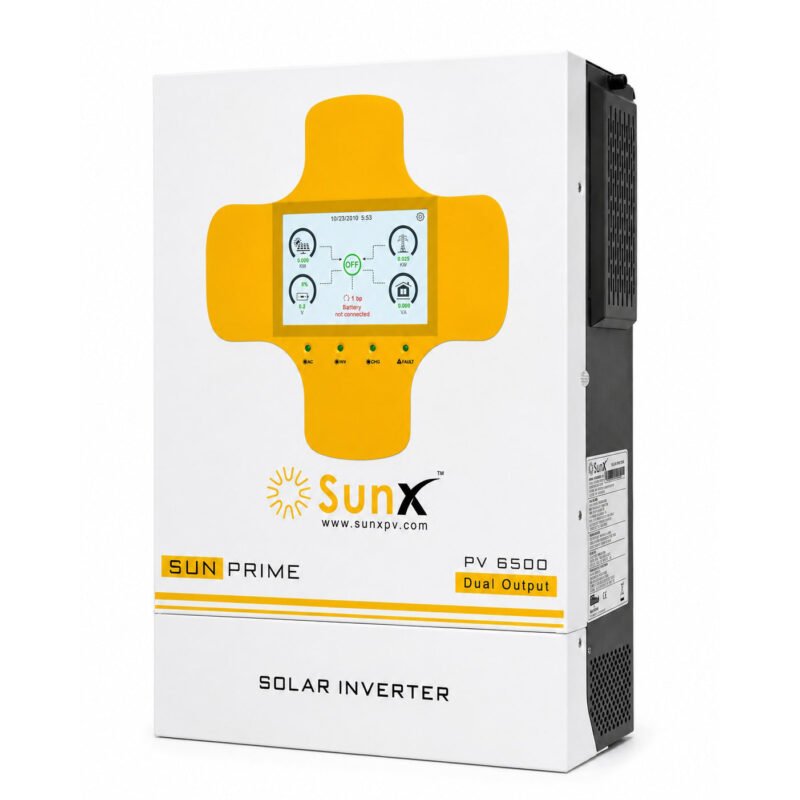 SunX SunPrime 4kW Hybrid Solar Inverter With PV6500, Dual Output, Pure Sinewave