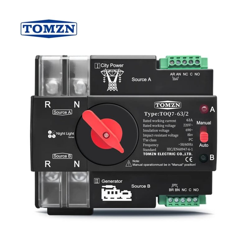 TOMZN TOQ7-63 63A 2P AC Automatic Transfer Switch (ATS)