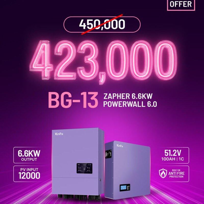 KNOX BG-13 Big Offer Zapher 6.6kW PV12000 Hybrid Solar Inverter with Powerwall 6.0 51.2V 100Ah
