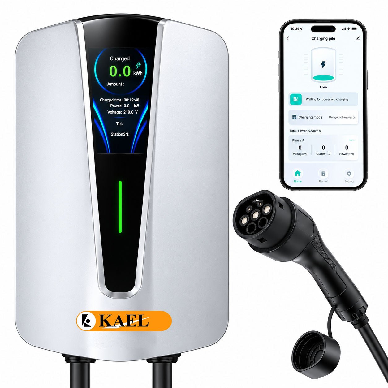 Kael Q8 22kW AC EV Charger with 4.3-Inch LCD Display & Type 2