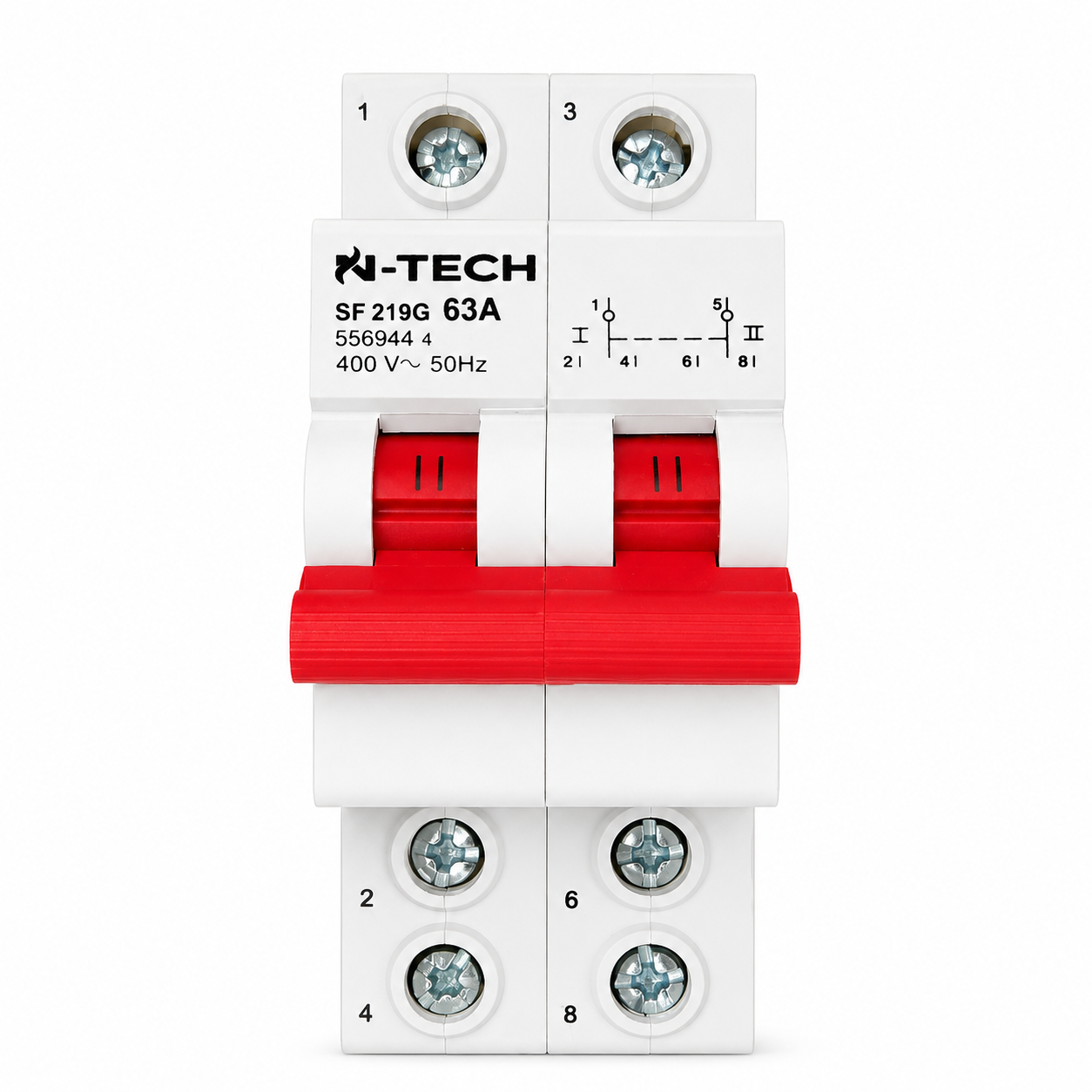 N-Tech Electric Changeover Switch 2 Pole 63A Manual Transfer Switch