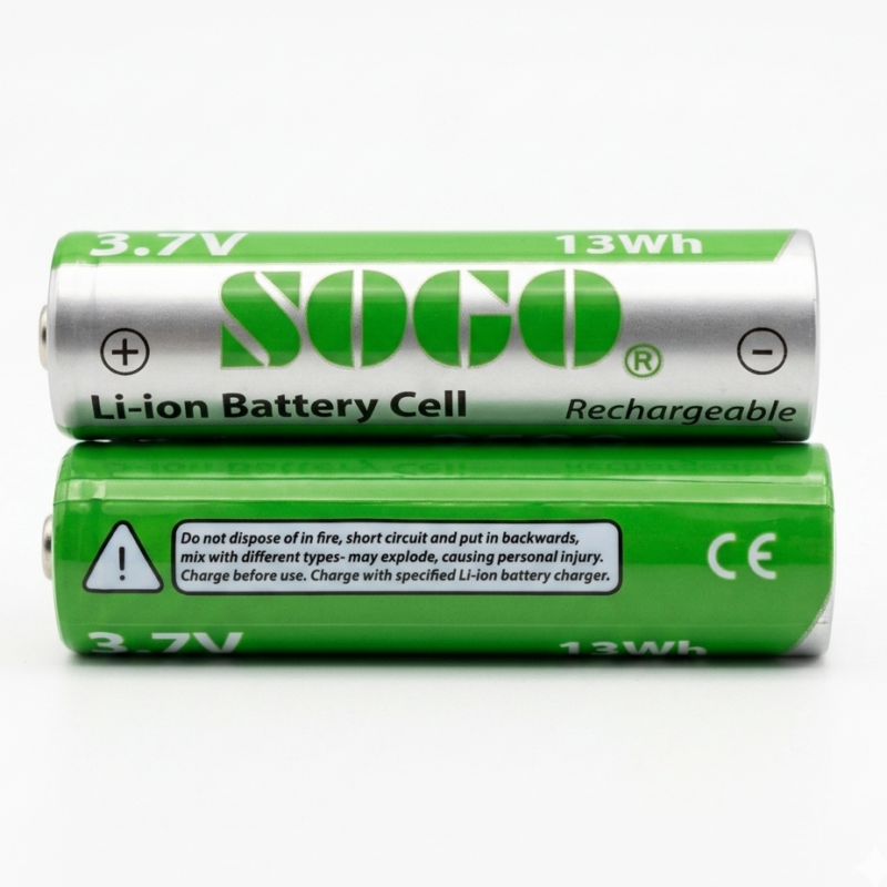 SOGO 18650 3.7V Rechargeable Lithium Battery Cell | Button Top | High Capacity Long-Lasting Power (Pack of 2)