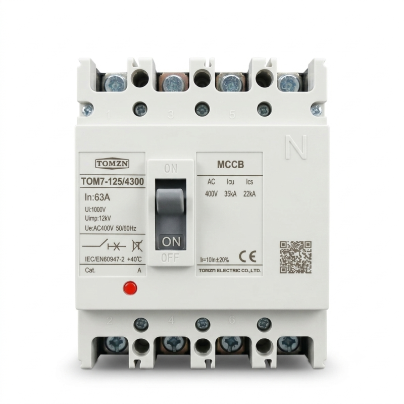 TOMZN TOM7-125/4300 63A 4P MCCB AC Circuit Breaker | 4P Molded Case Circuit Breaker for Electrical Protection