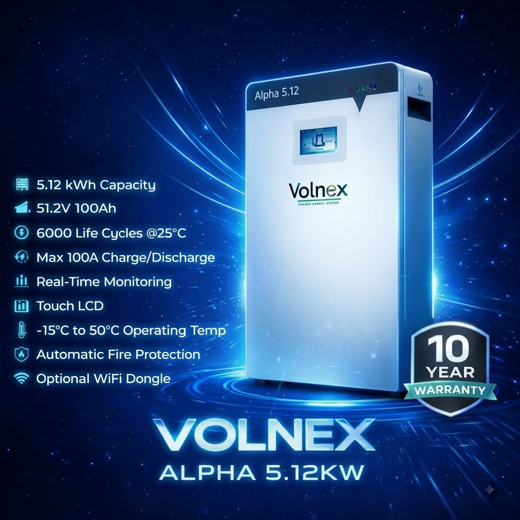 Volnex Alpha 5.12 Residential Low Voltage LiFePO4 Battery 5.12kWh 51.2V 100Ah - Image 2